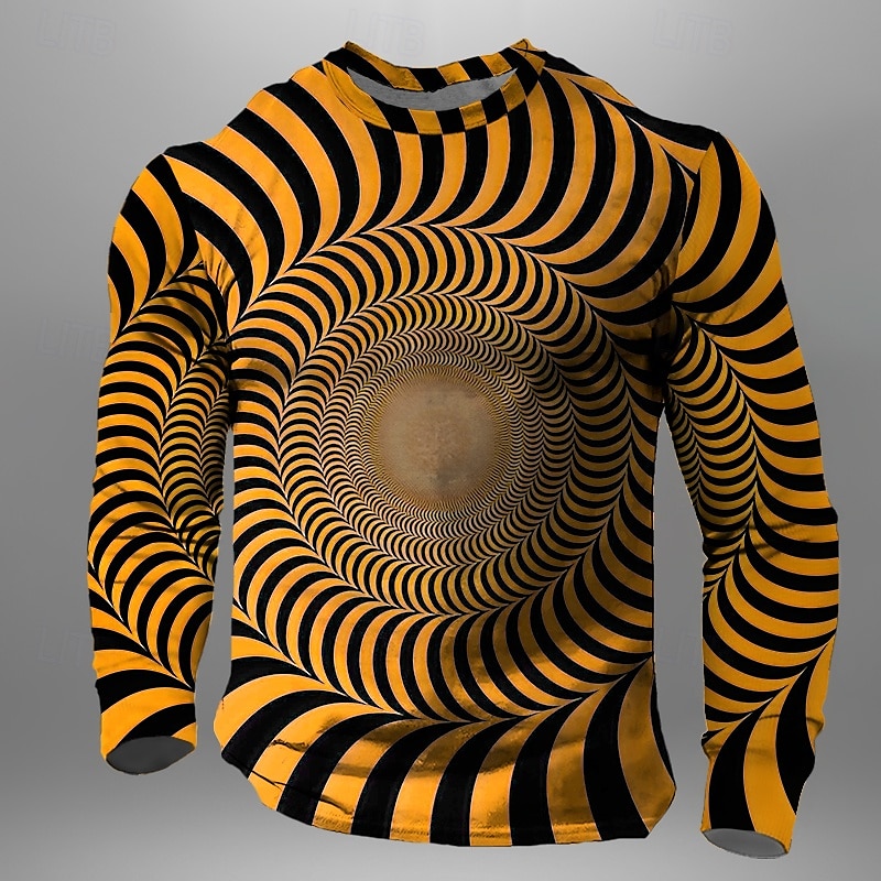 Men's Optical Illusion T Shirt Long Sleeve T shirt 3D Print Crew Neck Shirt Daily Designer Street Casual Yellow Pink Blue Summer Spring Fall Clothing Apparel S M L XL XXL XXXL 2025 - $19.99 –P5