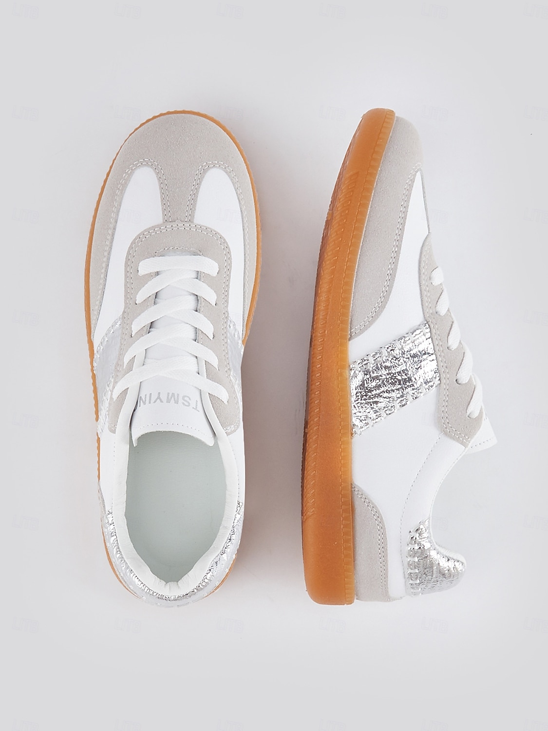 kvinnors retro svarta och vita sneakers med snörning - avslappnad lågtoppsdesign med mocka och tygdetaljer, bekväm sula för dagligt bruk och sportaktiviteter 2025 - $42.99 –P3