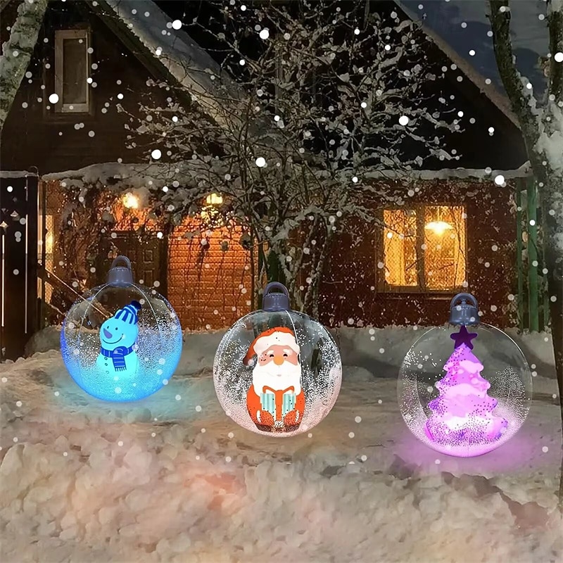 60 cm transparenter aufblasbarer RGB-Weihnachtsballon mit Licht, riesige große Weihnachtsdekoration für draußen, aufblasbarer Weihnachtsball aus PVC für Weihnachtsdekoration im Garten, Hof und auf der Terrasse 2025 - $29.99 -P11