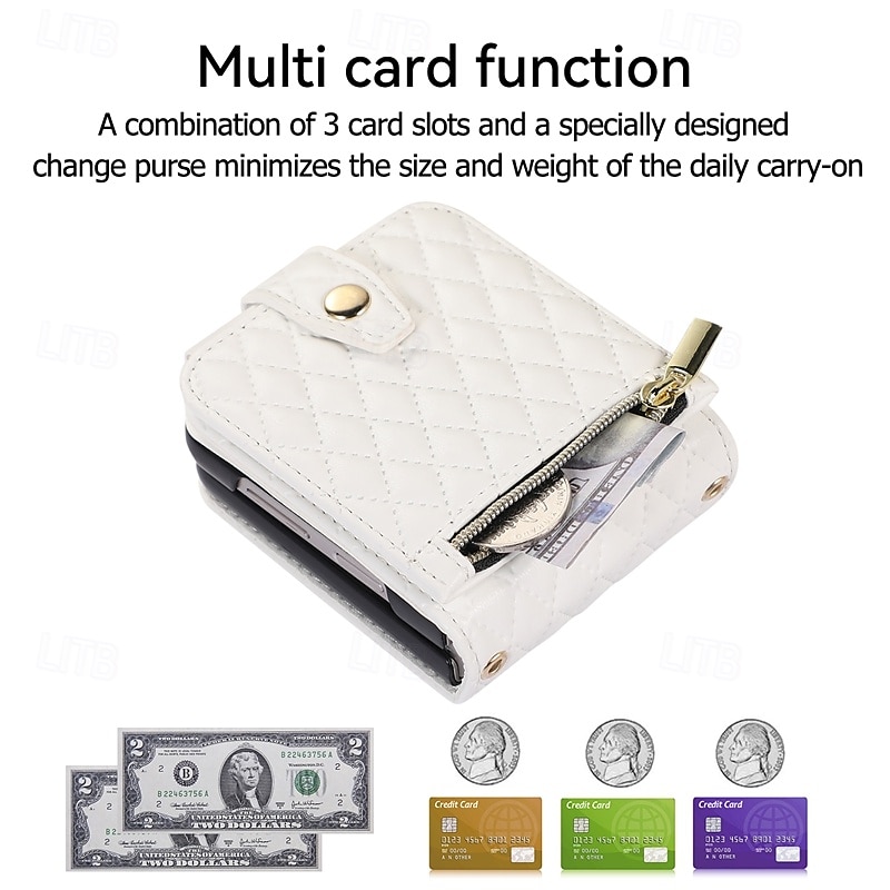 Phone Case For Z Flip 6 Z Flip 5 Z Flip 4 Z Flip 3 Flip Cover with Stand Holder Zipper with Wrist Strap Retro TPU PU Leather 2025 - $23.99 –P6