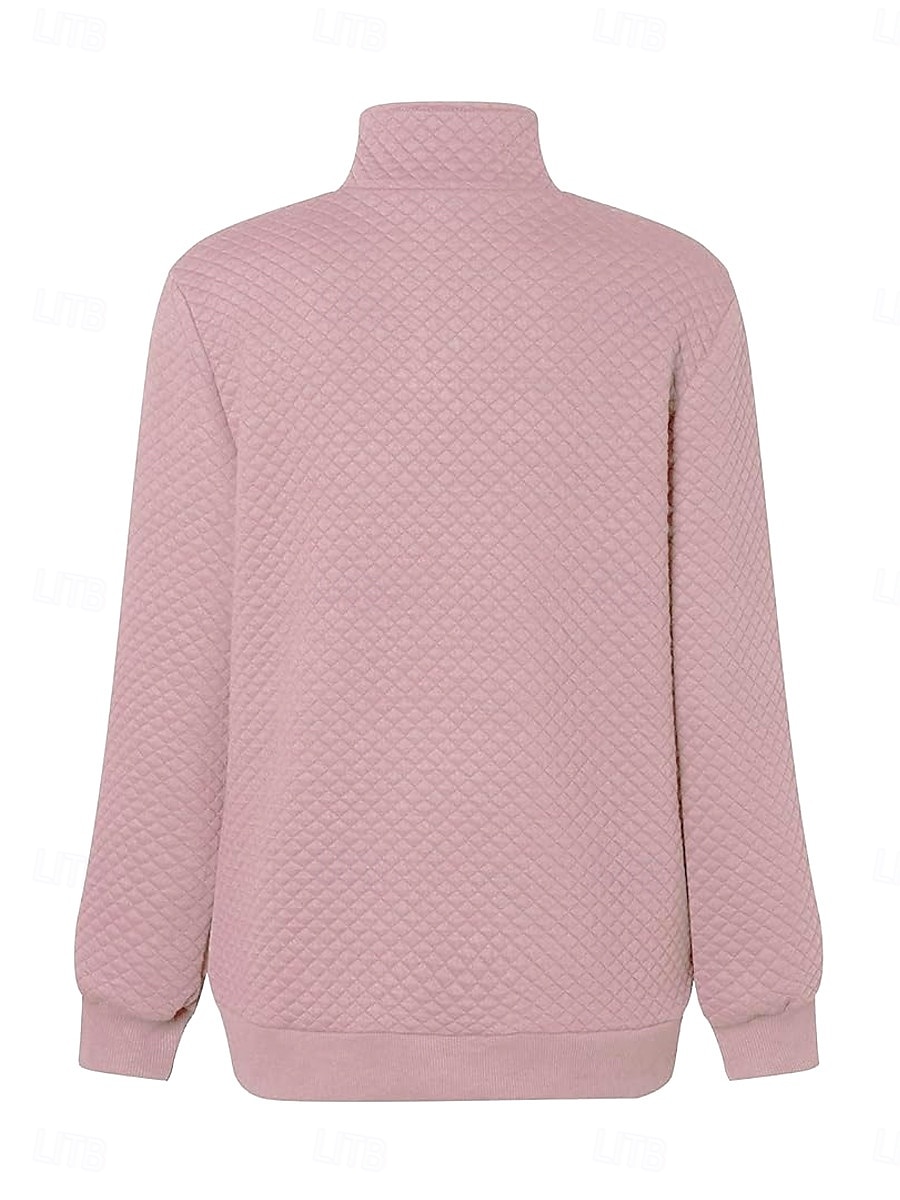 dames sweatshirt casual effen dagelijks gebruik coltrui knopen lange mouw zwart roze grijs herfst winter 2025 - $45.99 –P3