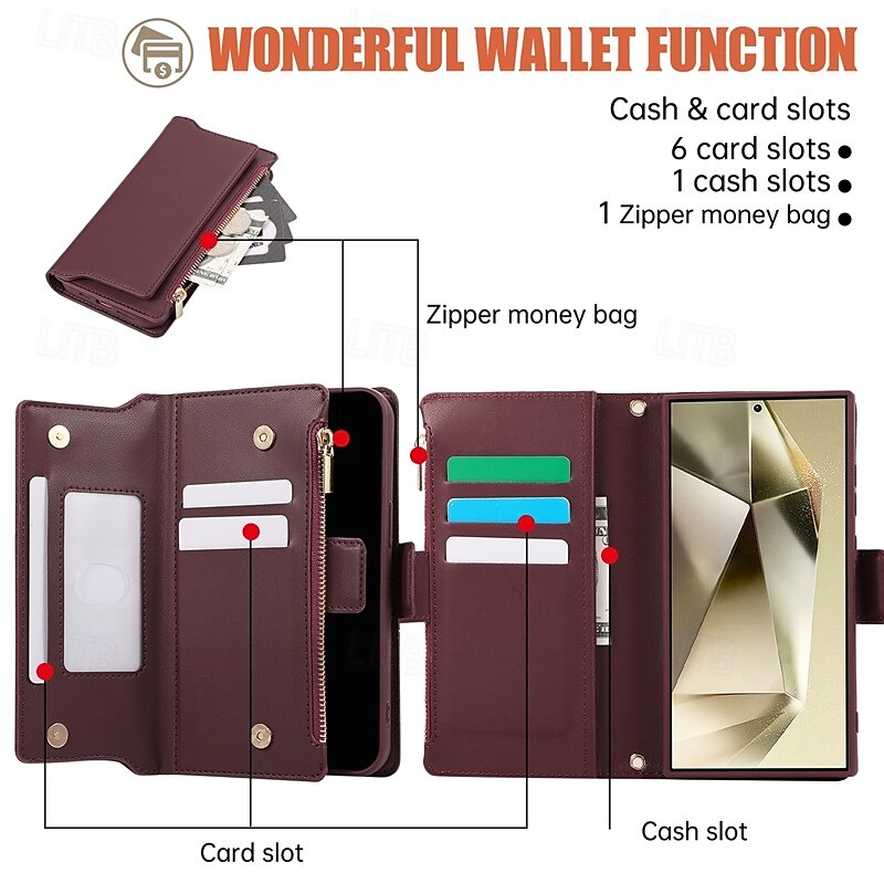 Phone Case For S24 S24 Ultra Plus S23 S22 S21 S20 Ultra Plus FE Wallet Case with Stand Holder Magnetic with Lanyard Retro TPU PU Leather 2025 - $35.99 –P6