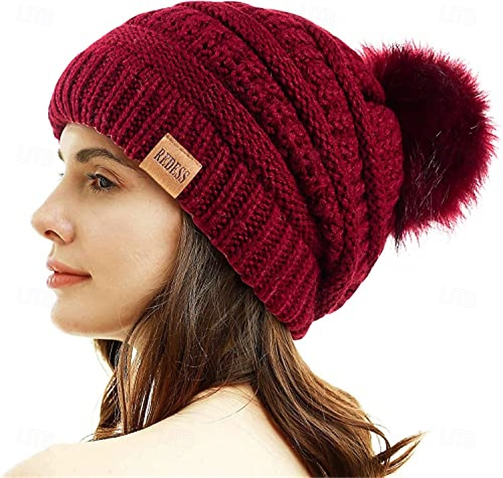 cappello regalo di natale berretto con pompon donna natale capodanno vigilia di natale caldo cappello invernale foderato in pile regalo per donna per sua moglie mamma del 2025 a $20.99 –P5