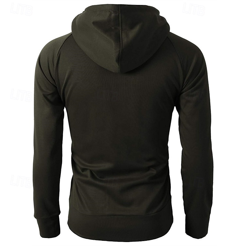 Voor heren Hoodie met rits Hoodie met volledige rits Fleece hoodie Zwart Wijn Leger Groen Marineblauw Khaki Capuchon Effen Rits omhoog Zak Sport & Outdoor Dagelijks Feestdagen Polyester Streetwear 2025 - $20.99 –P16
