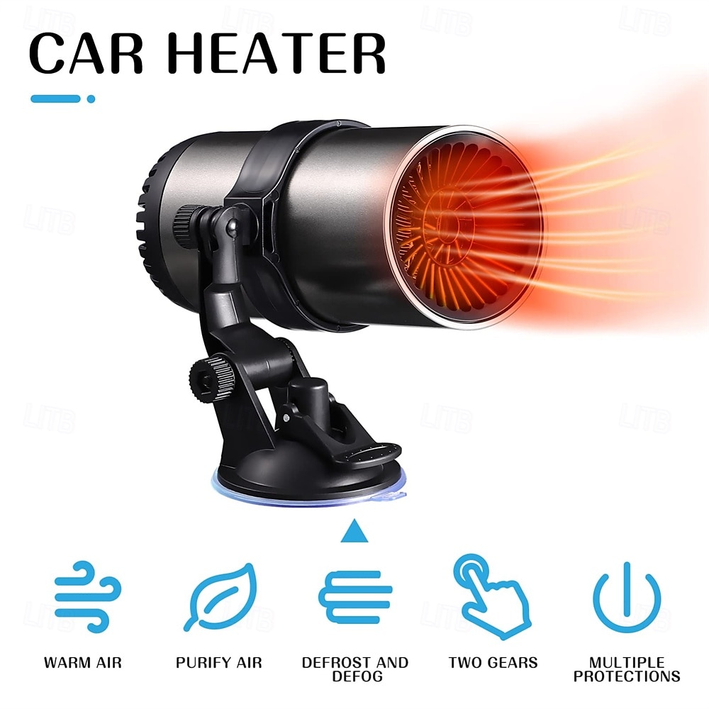 Ventilatore riscaldatore per auto 12v/24v Ventilatore riscaldatore per auto 2 in 1 Sbrinatore per auto Riscaldamento rapido Ventilatore riscaldatore elettrico per auto con supporto Mini portatile del 2025 a $29.99 –P1