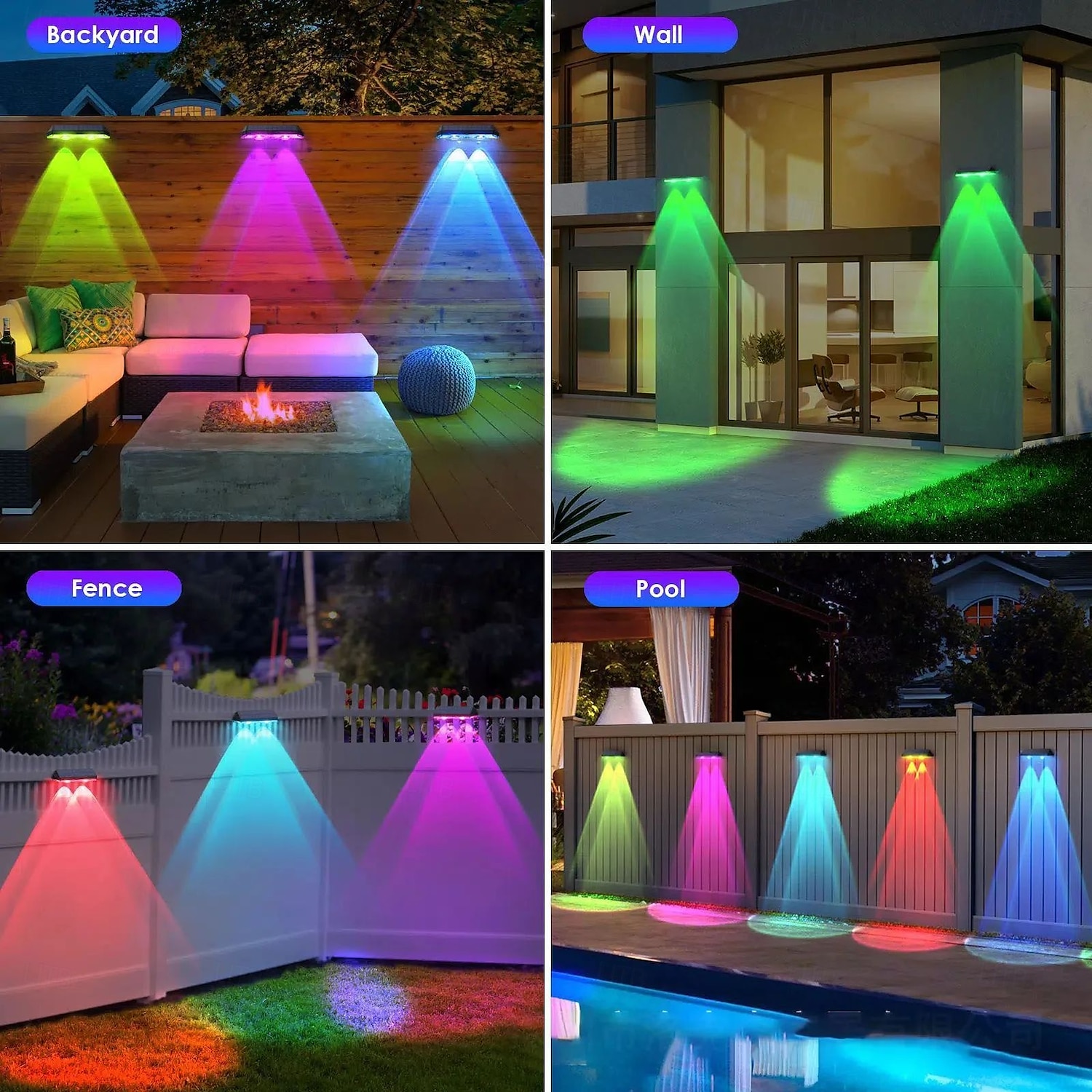 2/4 шт., солнечный светильник для ограждения, rgb, меняющий цвет, уличный солнечный настенный светильник, садовый декор, ступенчатый светильник, IP65, водонепроницаемый светильник для дорожки, 2026 - $40.99 –P16