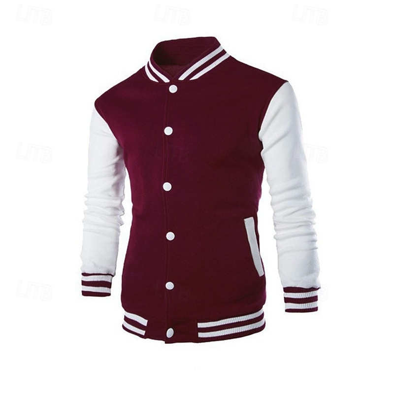 Herren Leichte Jacke Sommerjacke Bomberjacke übergangsjacke Urlaub Alltagskleidung Warm Klassicher Stil Frühling & Herbst Farbblock Komfort Freizeit Stehkragen Hellgrau Wein Schwarz Dunkelmarine Blau 2025 - $29.99 –P7