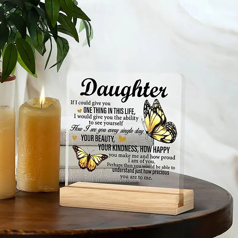 Acrylic Plaque with Wooden Base, Meaningful Gift from Son or Daughter to Mom, Commemorative Desk Sign, Thoughtful Keepsake with Wooden Stand 2025 - $9.99 –P7