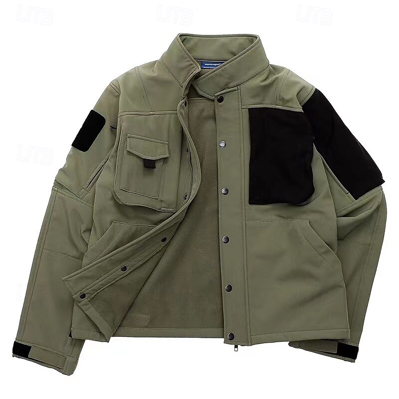 Herren Soft Shell Jacke Wanderjacke Draussen Farbblock Windundurchlässig Wasserdicht Windbreaker-Jacke Reisen Schwarz Grün 2025 - $52.99 –P3