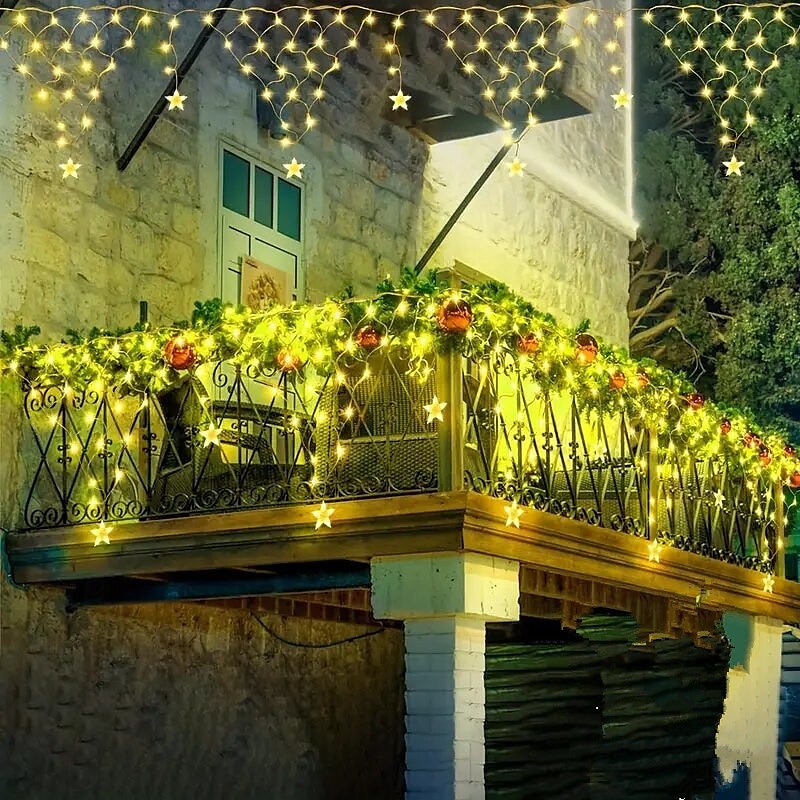 Luzes de corda de rede de energia solar com pingentes de estrelas, 8 modos de iluminação, luzes de fadas de natal com controle remoto para beirados externos de natal, casa e jardim&amp;decoração de de 2025 por $66.99 –P5