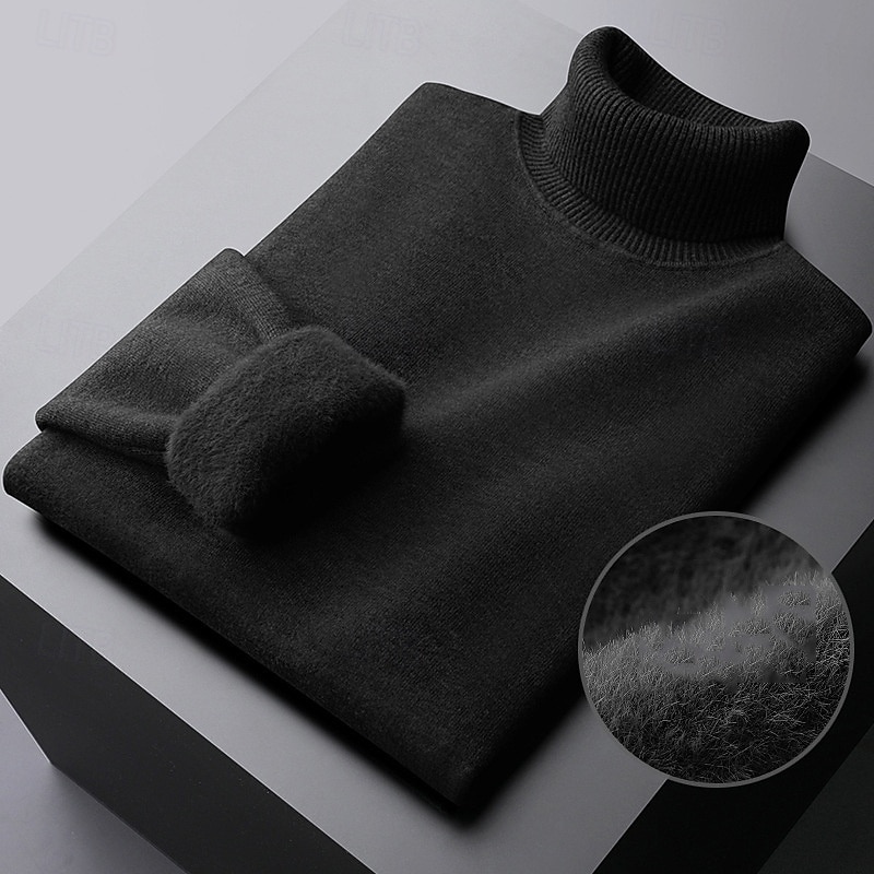 Herren Pullover Strickpullover Gerippt Grobstricken Stricken Standard Strick Glatt Rollkragen Modisch Brautkleider schlicht Freizeitskleidung Verabredung Bekleidung Herbst Winter Kamel Schwarz M L XL 2025 - $15.99 –P3