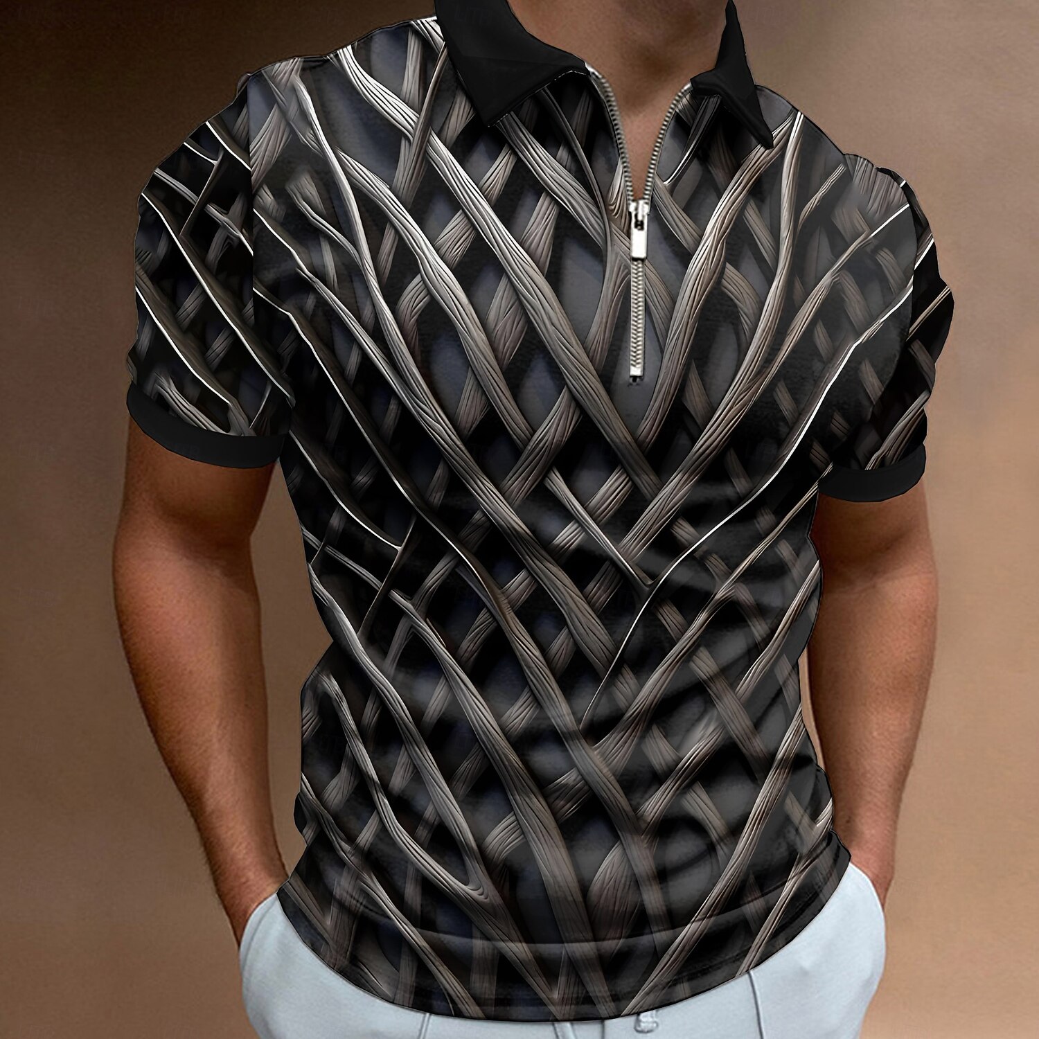 Per uomo Grafico Polo con zip Maglia da golf Manica Corta Magliette polo Camicie con Colletto Casual Abbigliamento da vacanza Abbigliamento da rave Abiti da festa Stampa 3D Polo con cerniera a un del 2026 a $23.99 –P1