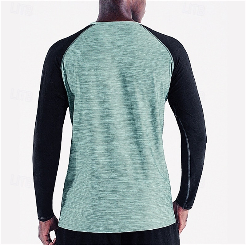 Men's Color Block Running T-Shirt Spring Fall Long Sleeve Casual Athleisure Quick Dry Breathable Gym Workout Running Walking Jogging Red Dark Navy Sage Sportswear Activewear 2026 - $21.99 –P4