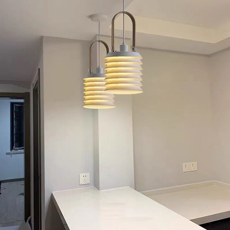 lampada a sospensione in metallo lampada a sospensione moderna di metà secolo luci a sospensione in ferro bianco con strato design fienile lampadario nordico vintage per sala da pranzo 110-240v 21cm del 2025 a $150.99 –P2
