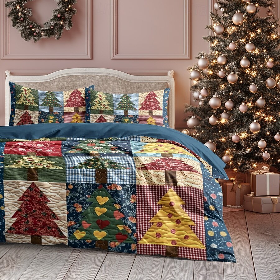 Papai Noel 100% algodão conjunto de edredom de Natal completo 3 peças roupa de cama de Natal para crianças - colcha de Natal macia e aconchegante com fronhas de 2025 por $69.99 –P5