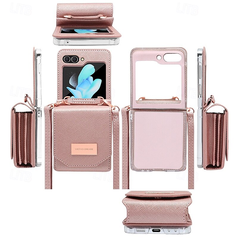 telefono Custodia Per Capovolgi Z 6 Z Flip 5 Z Flip 4 Z Flip 3 Per retro con cordino Slot per schede Resistente agli urti Retrò TPU pelle sintetica del 2025 a $30.99 –P6