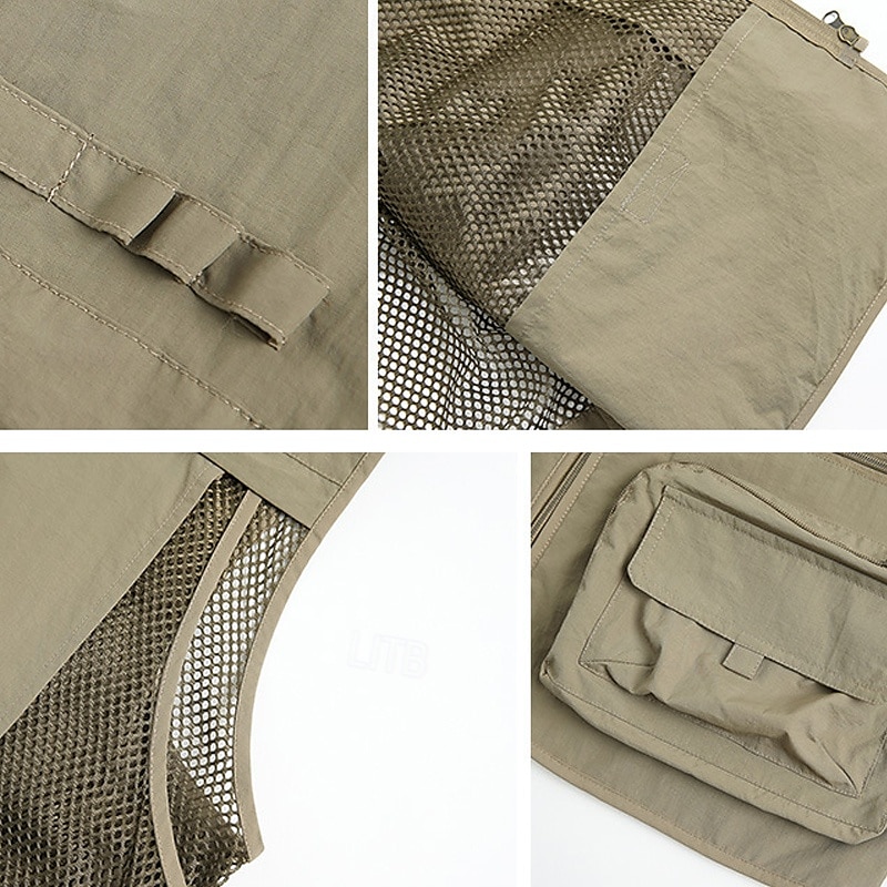 Herren Weste für Wanderer Wander-Fleeceweste Ärmellos Weste Außen Atmungsaktiv Komfortabel Tasche Polyester Schwarz Armeegrün Rot Jagd Angeln Klettern 2025 - $26.99 –P4