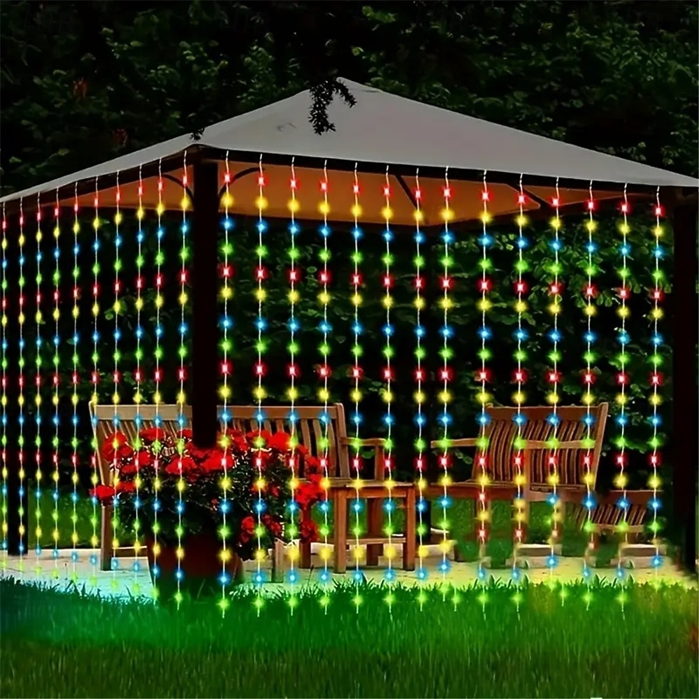 3x3M Ευέλικτα Φωτιστικά Κουρτίνας LED 300 LEDs Φωτιστικά Σχοινιού LED με 13-Κλειδί Τηλεχειριστήριο USB Τροφοδοτούμενα Χαμηλής Τάσης Ζεστό Λευκό  RGB Ασφαλή για Διακόσμηση Δωματίου  Κουρτίνας 2026 - $48.99 –P9