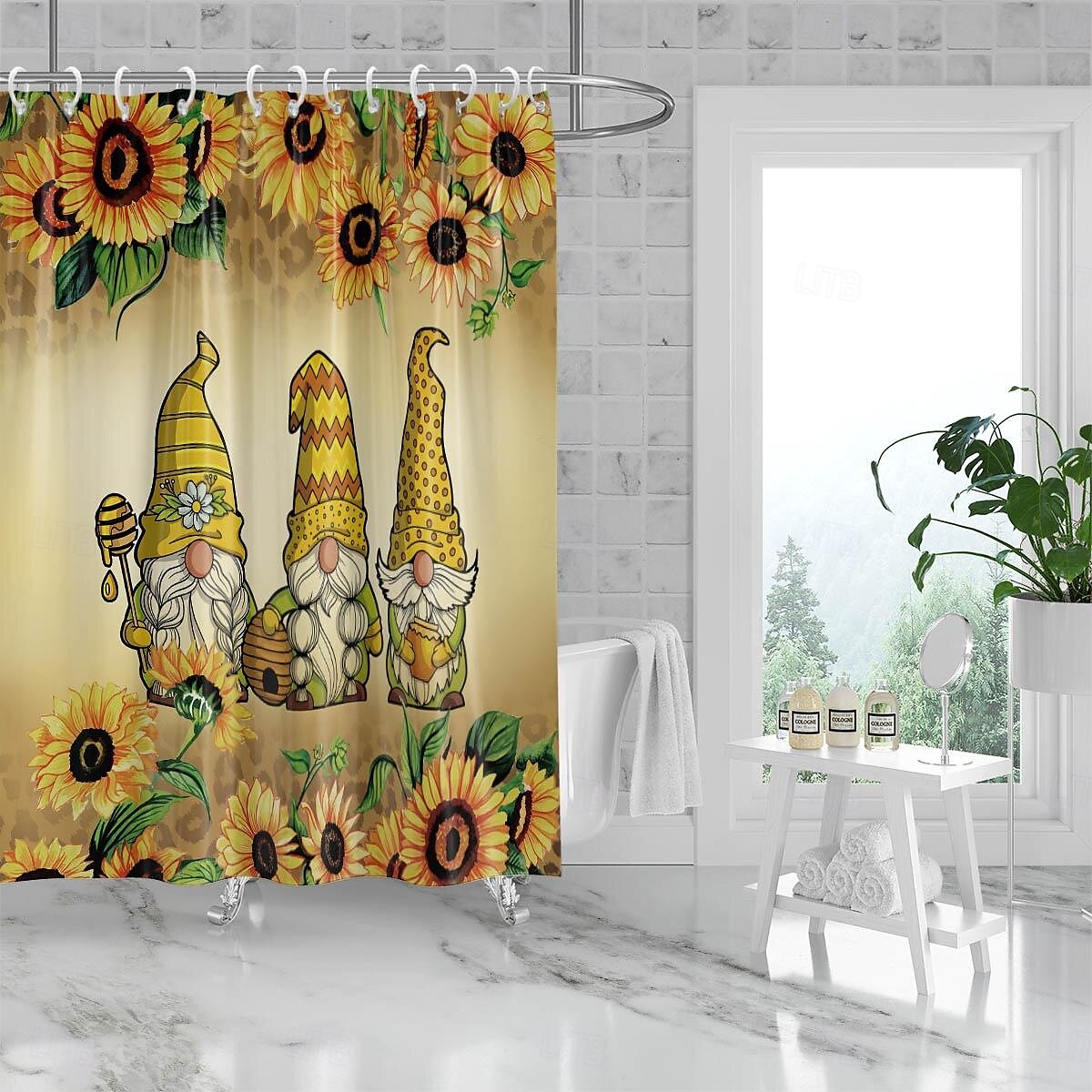 Dusjforheng med kroker 180cm*180cm (70"*70") Polyester Vaskbart Vanntett Blomster Sommerfugl Mønster Bad Dekor 2025 - $22.99 –P6