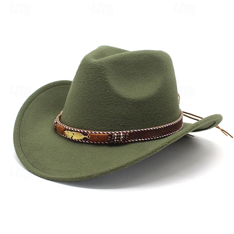 Homme Chapeau du Kentucky Derby Chapeau de Soleil Chapeau de Cowboy Chapeau Fedora Trilby Noir Rouge Laineux Le style rétro Mode 18ème Siècle État du Texas Quotidien Le thème de la fête Couleur Unie de 2025 ? $21.99 –P1