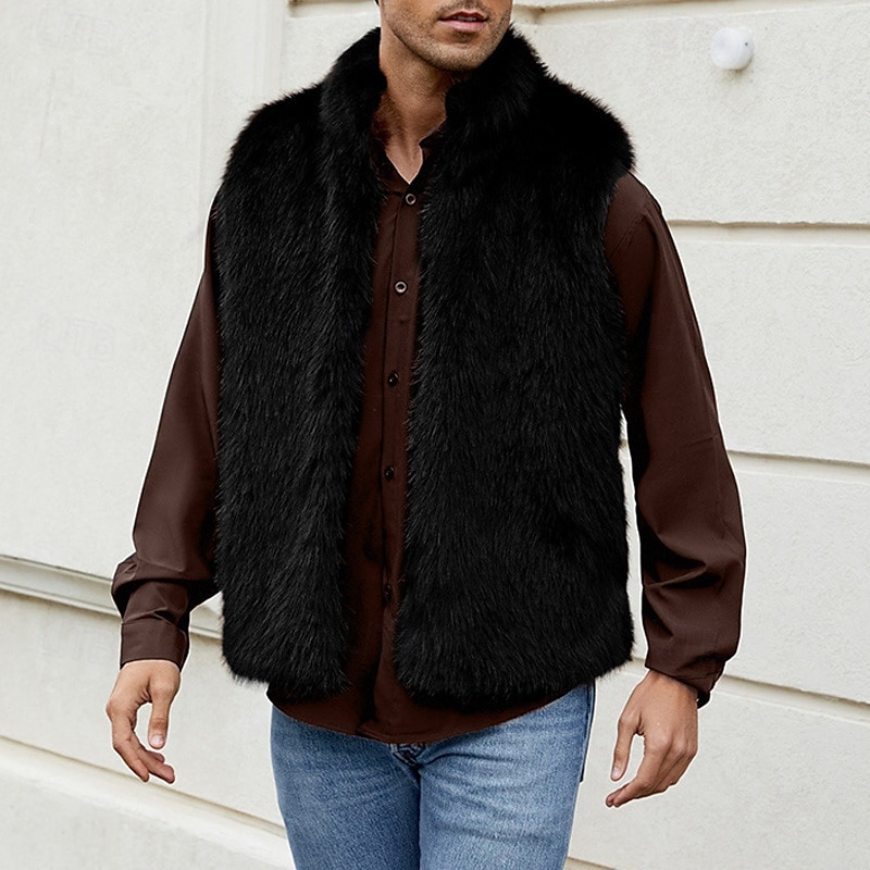 Per uomo Gilet Cappotto di pelliccia sintetica Giornaliero Appuntamento Da mare Di tendenza Informale Autunno inverno Tenere al caldo Poliestere Comodo Liscio Cardigan Colletto alla coreana Standard del 2026 a $39.99 –P8