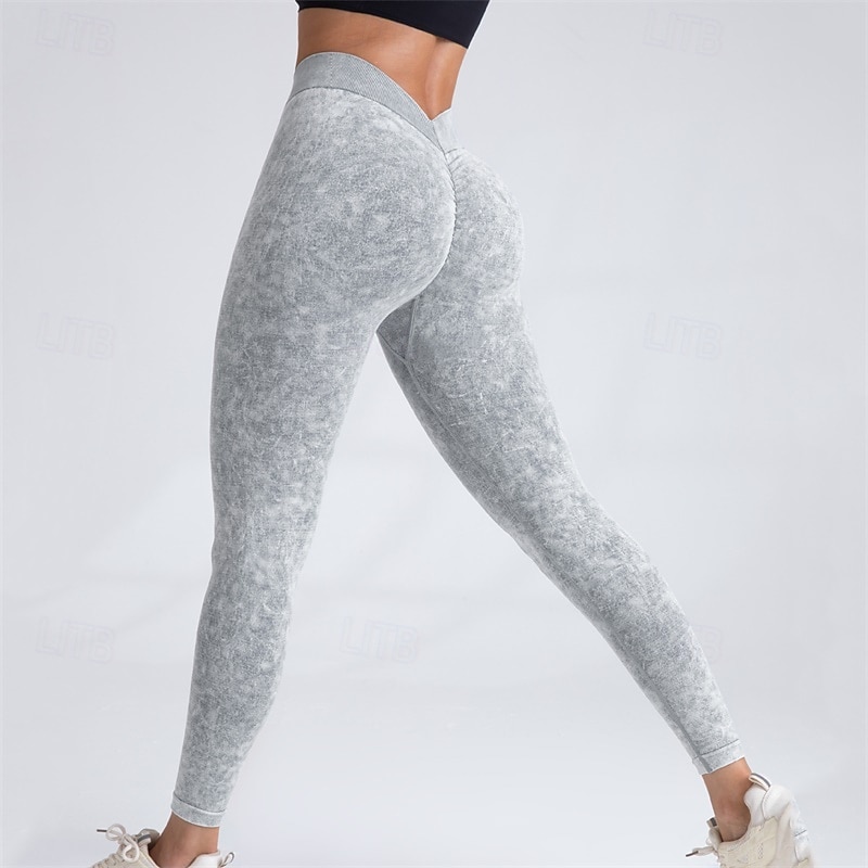 Damskie Spodnie do jogi Legginsy do jogi Scrunch Butt Ruched Butt Lifting Podnoszenie pośladków Wyszczuplenie brzucha Wysoka talia Pilates Trening w siłowni Trening Rajstopy Jednokolorowe Ciemnoszary 2026 - $23.99 –P7