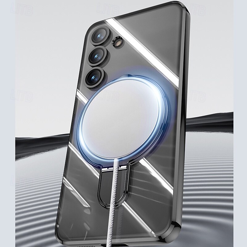 2025年 サムスン ギャラクシー S24 ウルトラ S24 プラス S24 S24 FE S25 ウルトラ 用フォンケース スタンドホルダー付き 磁気サポート ワイヤレス充電 TPU プレーティング  コレクション – $18.99 –P8