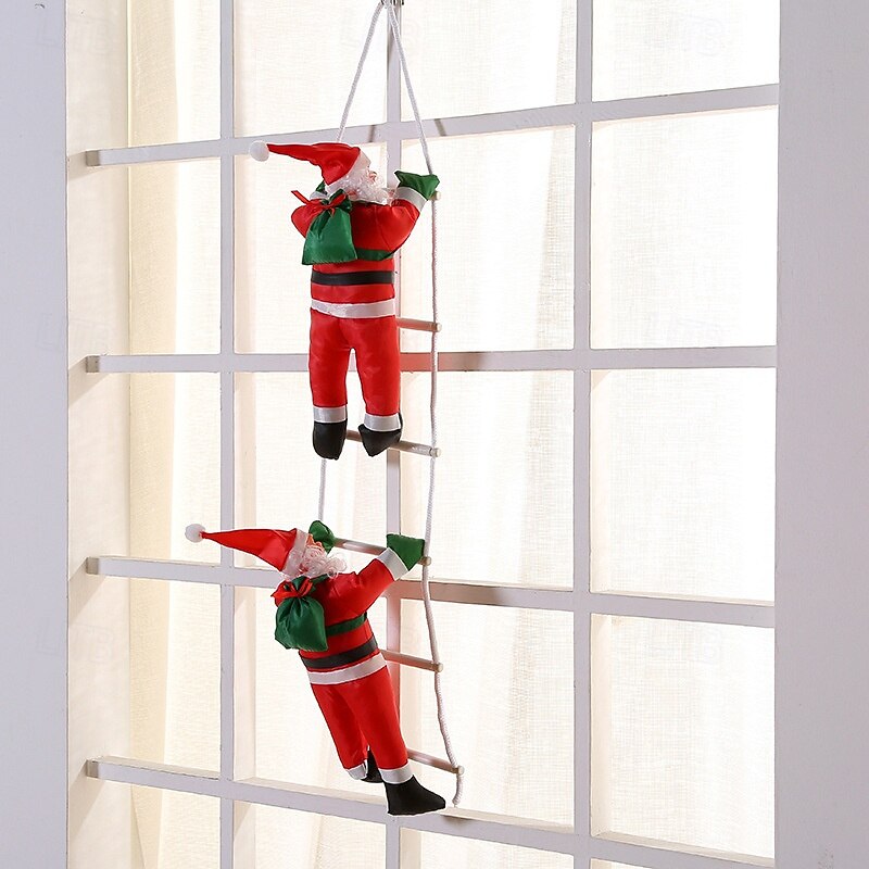 Christmas Climbing Santa Claus Ladder and Rope Hanging Ornament – Inflatable and Plush Santa for Christmas Tree, Hotel, and Mall Holiday Decorations 2025 - $10.49 –P5