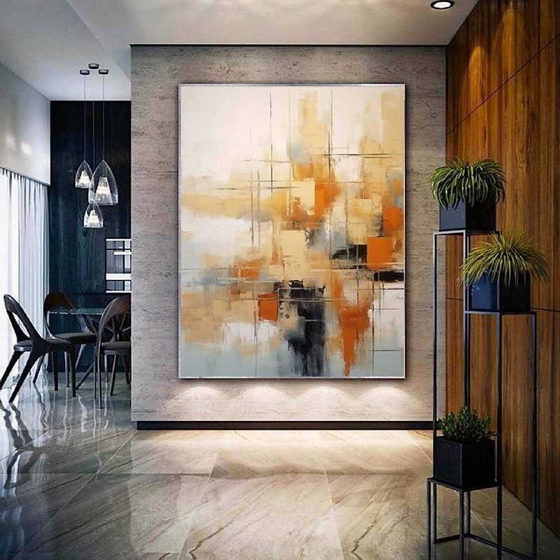 Großes, 100 % handgemaltes abstraktes Ölgemälde in Gold auf Leinwand, handgefertigtes, reich strukturiertes Acryl-Wandgemälde, moderne Wandkunst, handgemaltes Kunstwerk, Ölgemälde mit Pattelmesser für 2025 - $116.99 –P1