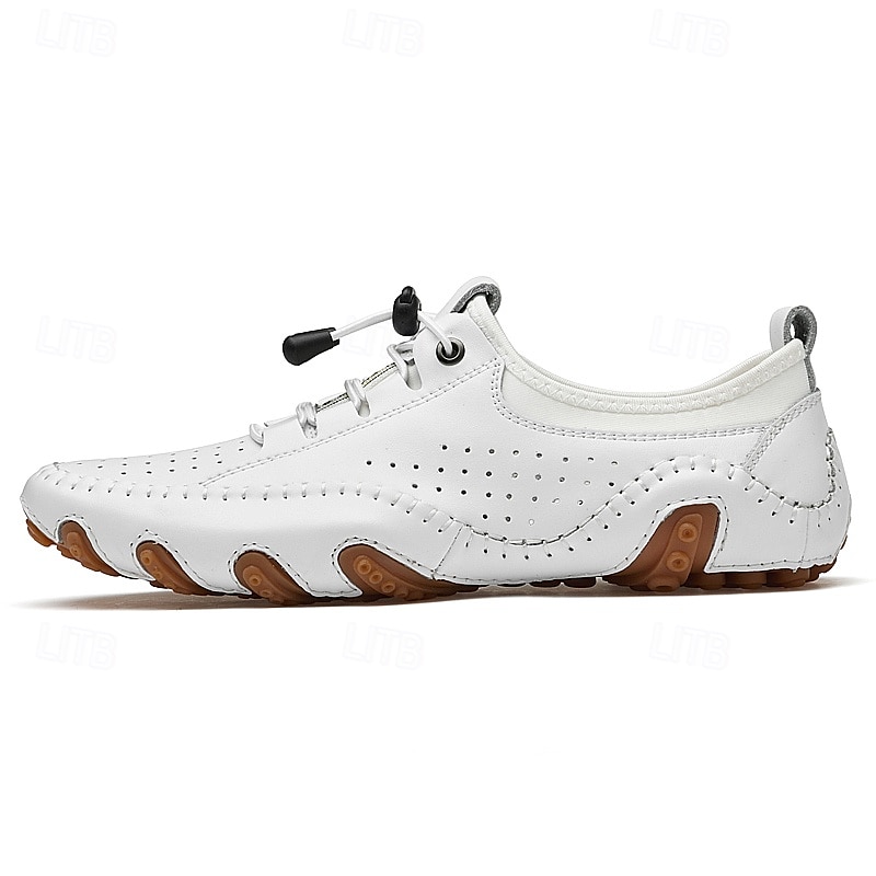 Men's White Perforated Casual Shoes with Hand-Stitched Detailing, Breathable Mesh Upper and Comfortable Slip-On Design 2025 - $54.99 –P5