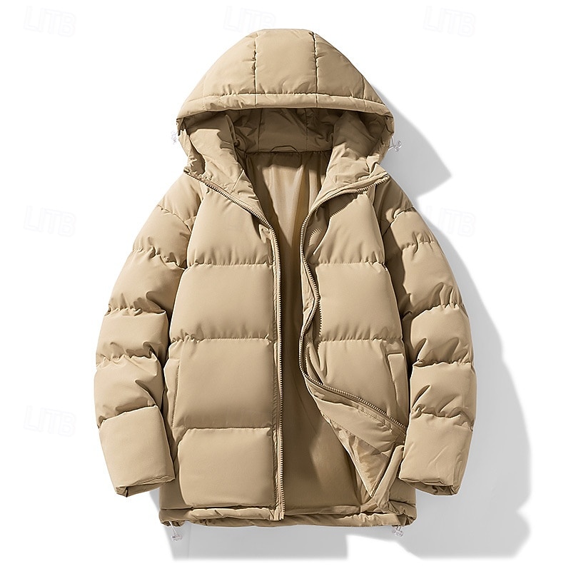 Herren Wintermantel puffer jacket Gefütterte Jacke Tasche Polyester Freizeitskleidung Verabredung Urlaub Standard Modisch Brautkleider schlicht Komfortabel warm Herbst Winter Solide / einfarbig 2025 - $45.99 –P17