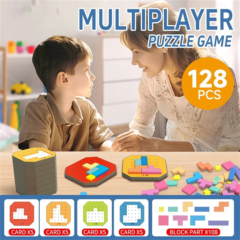 3d desktop creativ joc puzzle din lemn pentru copii tangram jucării matematice blocuri de construcție table joc cu formă de culoare jucării educaționale timpurii 2025 - $15.99 –P1