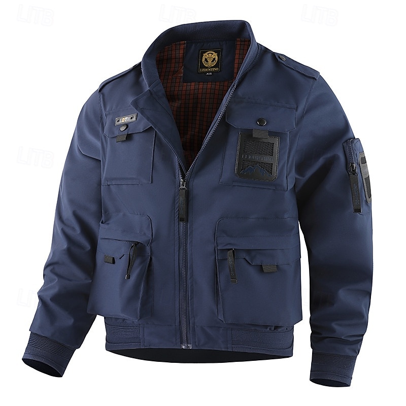 Voor heren Outdoor jas Softshell-jas Windjack Overgangsjack Vakantie Dagelijks waterdicht Winddicht Zak Lente & Herfst Effen Modieus Klassiek Opstaand Normaal Zwart Wit Geel blauw Oranje Jacks 2026 - $57.99 –P9
