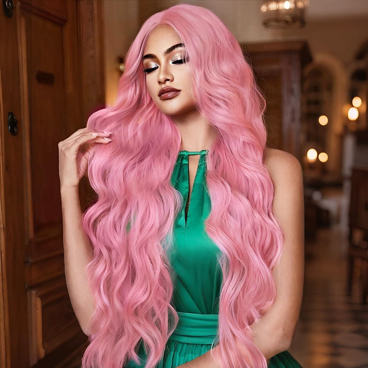 peruci pentru femei peruci lungi ondulate perucă colorată perucă ondulată cu aspect natural partea mijlocie peruci sintetice rezistente la căldură pentru cosplay cadouri de Crăciun petrecere utilizare 2026 - $19.99 –P1