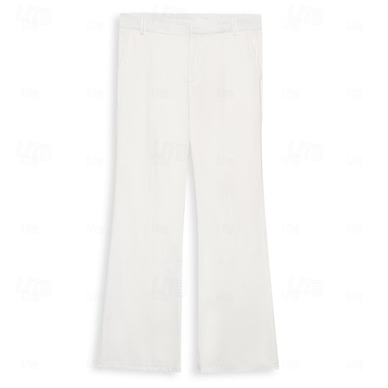 Men's Dress Pants Corduroy Pants Flared Pants Bell Bottom Trousers Pocket Plain Comfort Soft Full Length Party Outdoor Daily Fashion Chic & Modern White Brown 2025 - $22.99 –P5