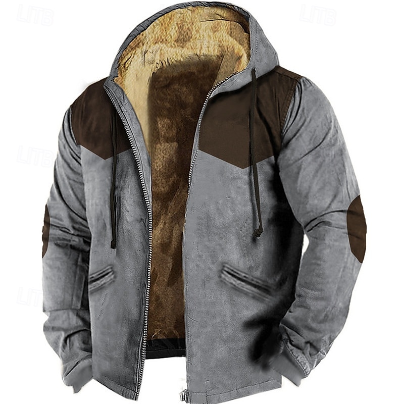 Per uomo Felpa con cappuccio e zip Felpa con cappuccio a zip intera Sherpa peloso Giacca in pile Felpa con cappuccio in pile Blu Marrone Verde Grigio Con cappuccio Pop art Zip Up Cerniera Tasche del 2025 a $42.99 –P2
