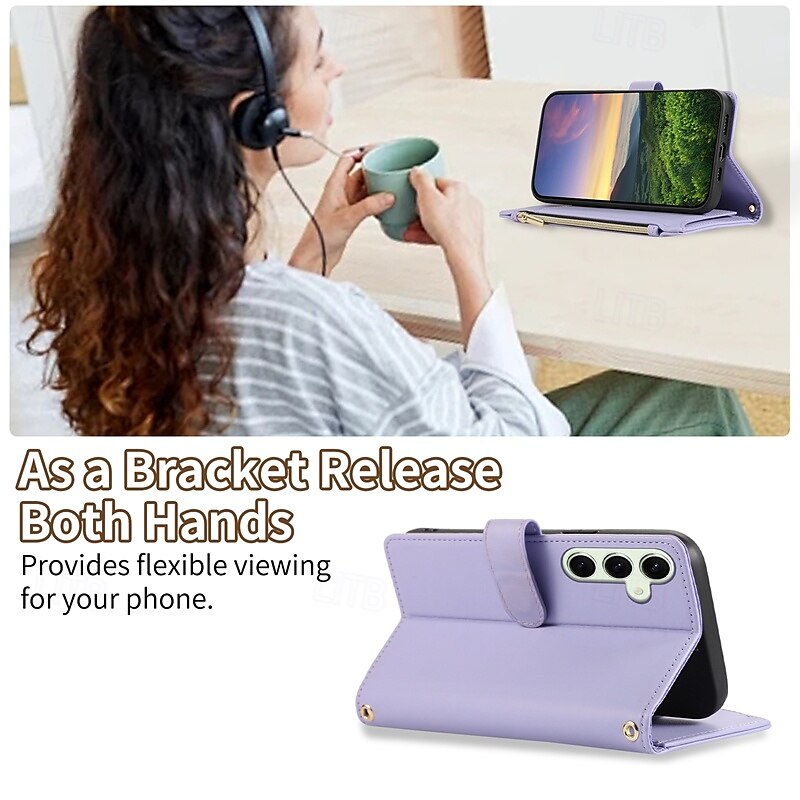 Phone Case For S24 S24 Ultra Plus S24 FE S23 S22 S21 S20 Ultra Plus FE A54 A34 A14 A73 A53 A33 A23 A13 A72 A52 A32 A22 A12 A71 A51 A31 S25 Ultra Back Cover with Stand Holder Zipper with Lanyard Retro 2025 - $20.99 –P4