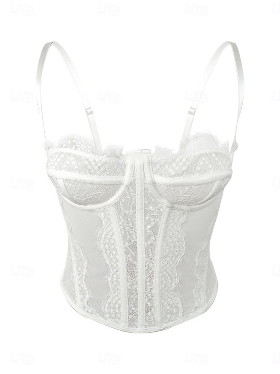 Women's Loungewear Pure Color Corsets Carnival Party Valentine's Day Breathable Straps Sleeveless Lace Backless Summer Spring Home Outfits 2025 - $23.99 –P10