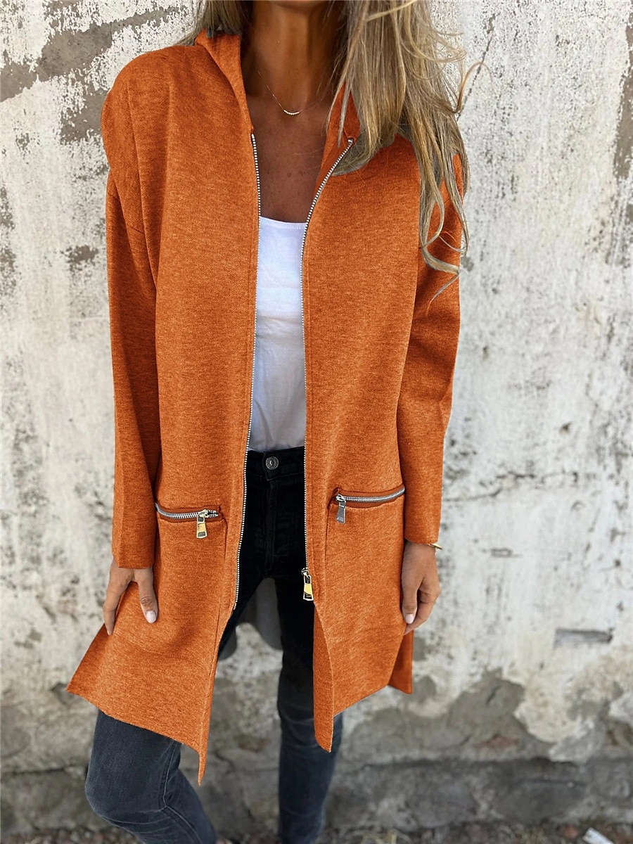 Mujer Chaqueta de Invierno Chaqueta con capucha Exterior Calle Ropa Cotidiana Otoño Invierno Largo Abrigo Ajuste regular Mantiene abrigado Transpirable Elegante Casual Chaquetas Manga Larga Color 2025 - $47.99 –P1
