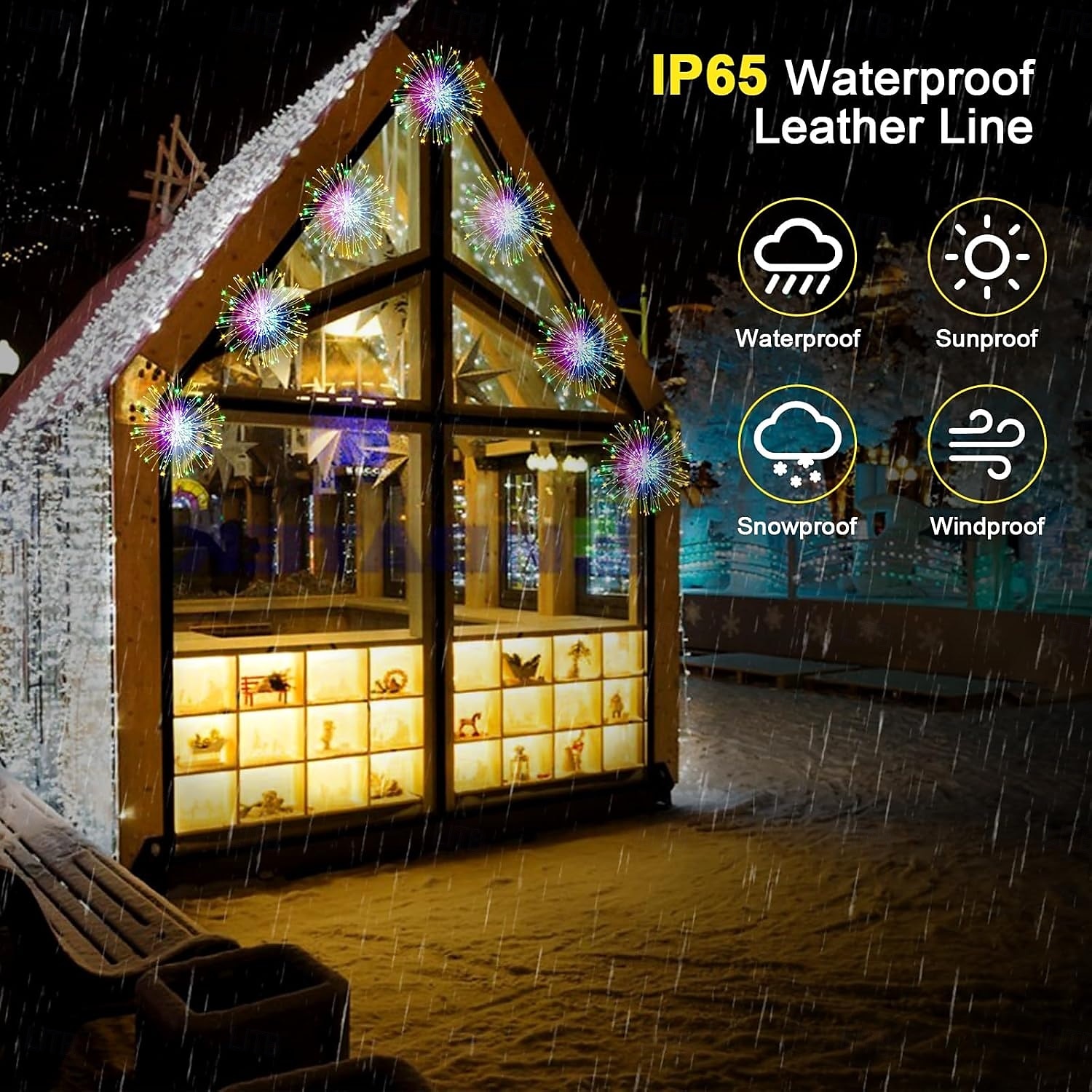 4 stuks zonne-vuurwerkverlichting, zonne-padverlichting 360 leds met afstandsbediening 8 standen, waterdichte buitenverlichting voor tuin, erf, terras, looppad, kerst- en vakantiedecoraties 2025 - $27.99 –P6