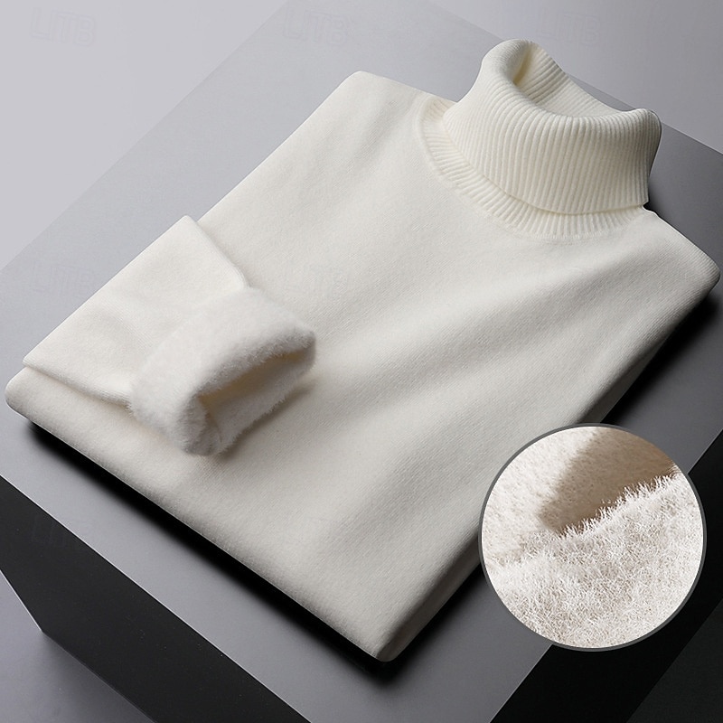 Herren Pullover Strickpullover Gerippt Grobstricken Stricken Standard Strick Glatt Rollkragen Modisch Brautkleider schlicht Freizeitskleidung Verabredung Bekleidung Herbst Winter Kamel Schwarz M L XL 2025 - $15.99 –P4