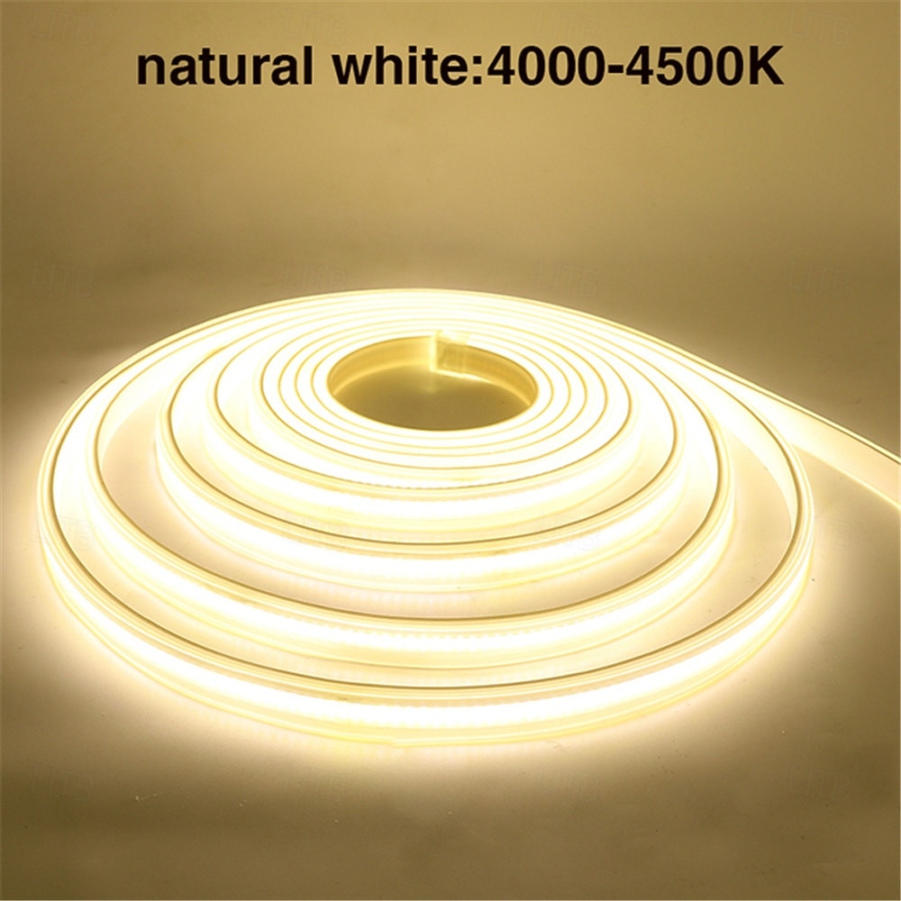 COB LED Strip Lights, 360 LEDs/m Waterproof Outdoor Decor, Flexible High-Brightness Ribbon Light, 3000K/4000K/6000K, 220V 2026 - $16.49 –P4