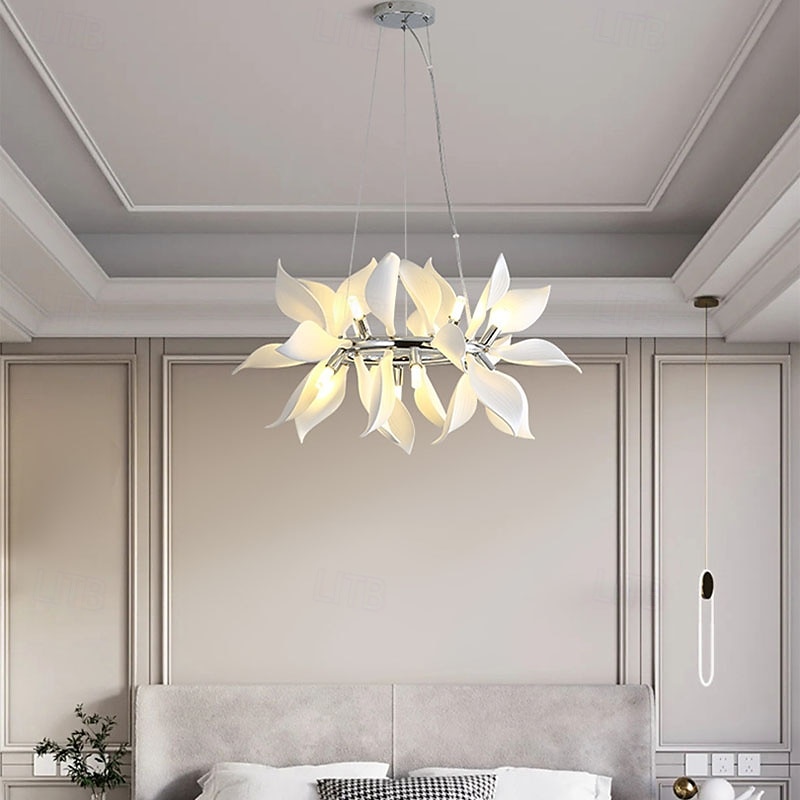 Lámpara colgante de pétalos de porcelana blanca, lámpara colgante de lujo moderna, lámpara colgante para techo, lustre 110-240v 2025 - $490.19 –P6