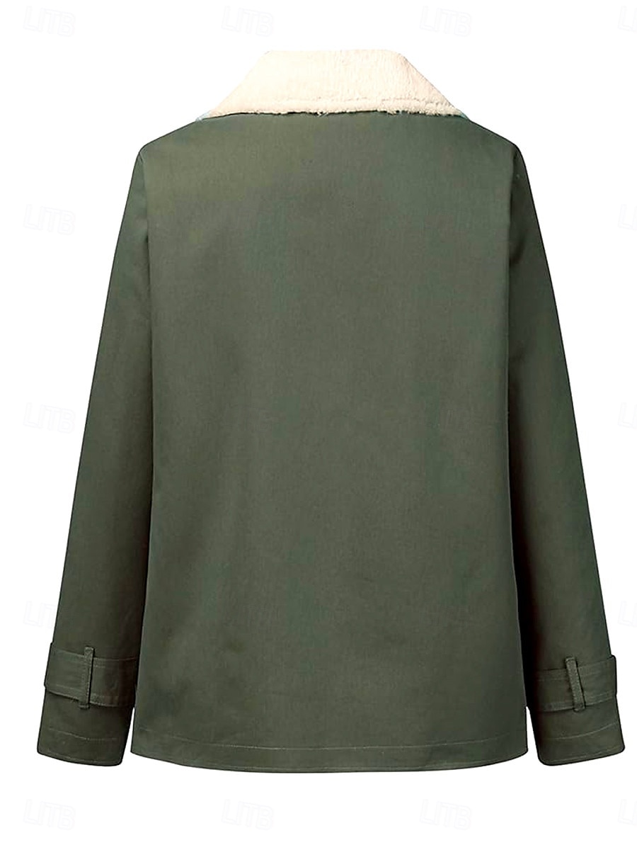 Dame Fleece-jakke Teddyfrakk Hold Varm Pustende Glidelås Lomme Fleece Lined Fritid عادي Feriereise Gate Dagligdagstøy Ut på byen Enkeltkneppet Normal Aftæpning Normal Langermet Yttertøy Svart Rosa Blå 2025 - $36.99 –P2