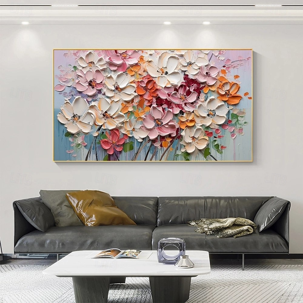 3D-Blumenölgemälde, handgemaltes 3D-Blumengemälde, handgefertigtes Palettenmesser, Blumen-Ölgemälde, Wandkunst, großes 3D-Strukturgemälde, moderne dekorative Gemälde, impressionistisches abstraktes 2025 - $69.99 –P2