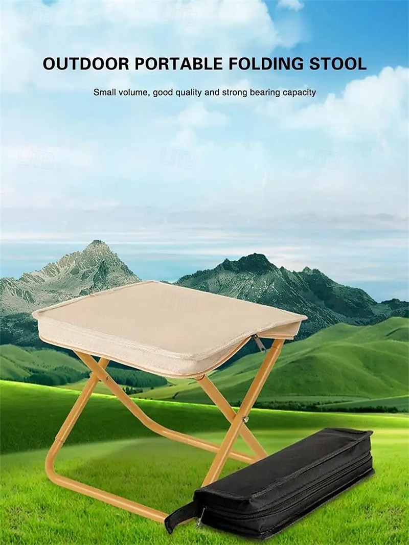 Portable Folding Stool - Durable Carbon Fiber Oval Shape with Zipper Pocket for Outdoor Recreation/Camping Lightweight and Compact Design Ideal for Campers and Outdoor Enthusiasts 2025 - $15.99 –P1