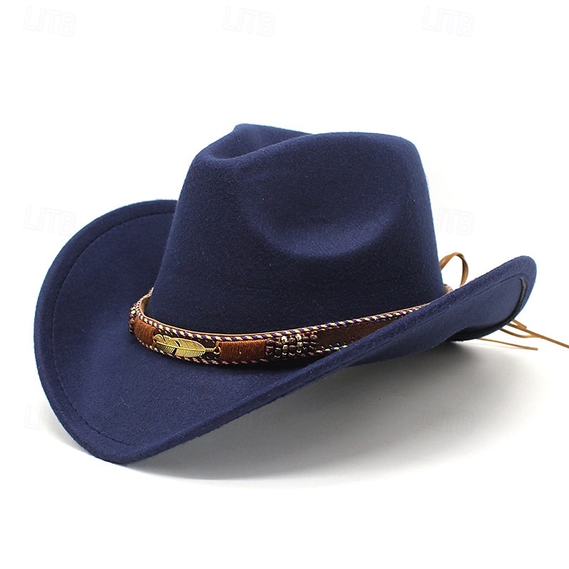 Homme Chapeau du Kentucky Derby Chapeau de Soleil Chapeau de Cowboy Chapeau Fedora Trilby Noir Rouge Laineux Le style rétro Mode 18ème Siècle État du Texas Quotidien Le thème de la fête Couleur Unie de 2025 ? $21.99 –P4