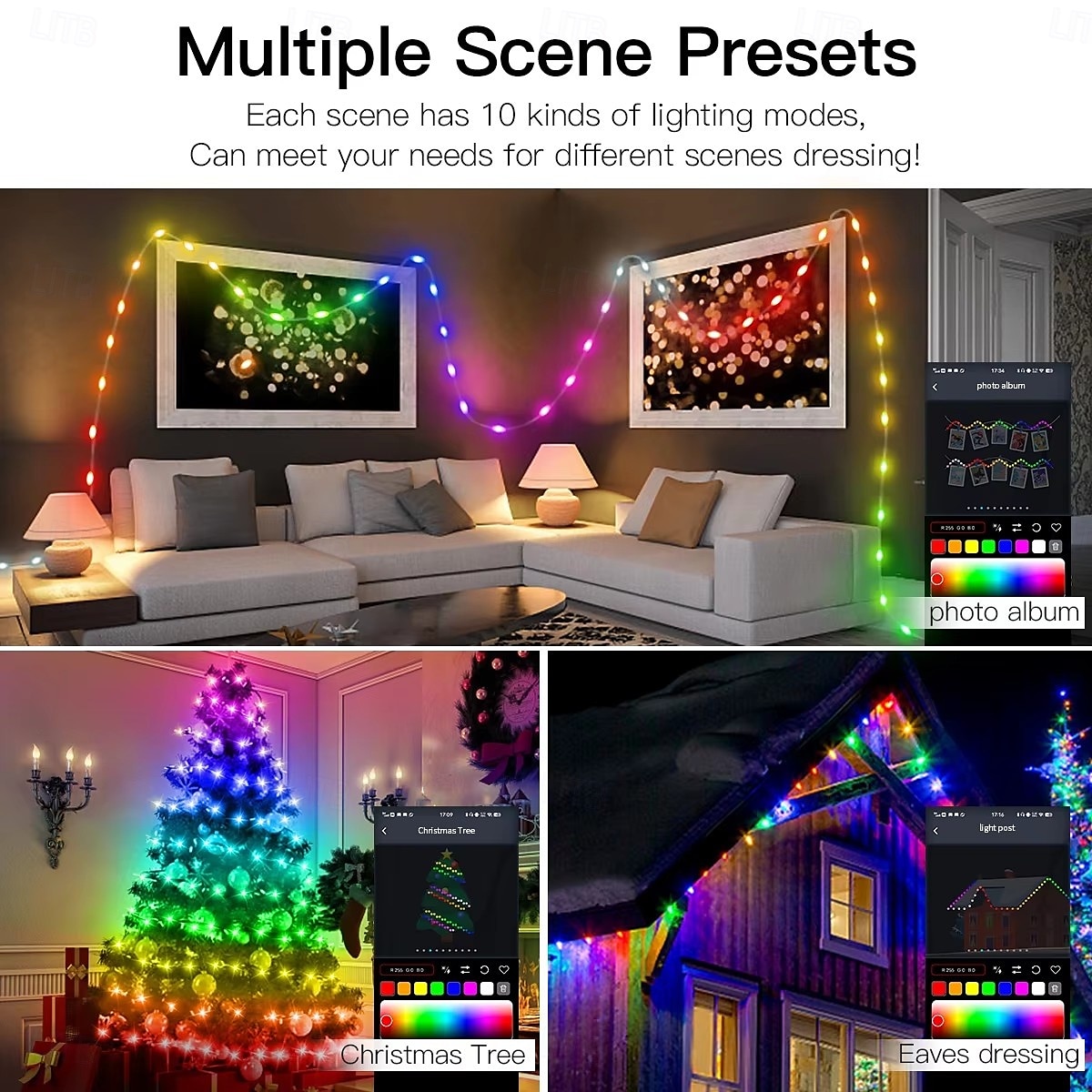 RGB LED Magic String Lights APP-Controlled, USB String Fairy Lights with Remote, Bluetooth Music Sync for Outdoor Christmas, Wedding, Birthday & Party Decor 2025 - $18.99 –P11
