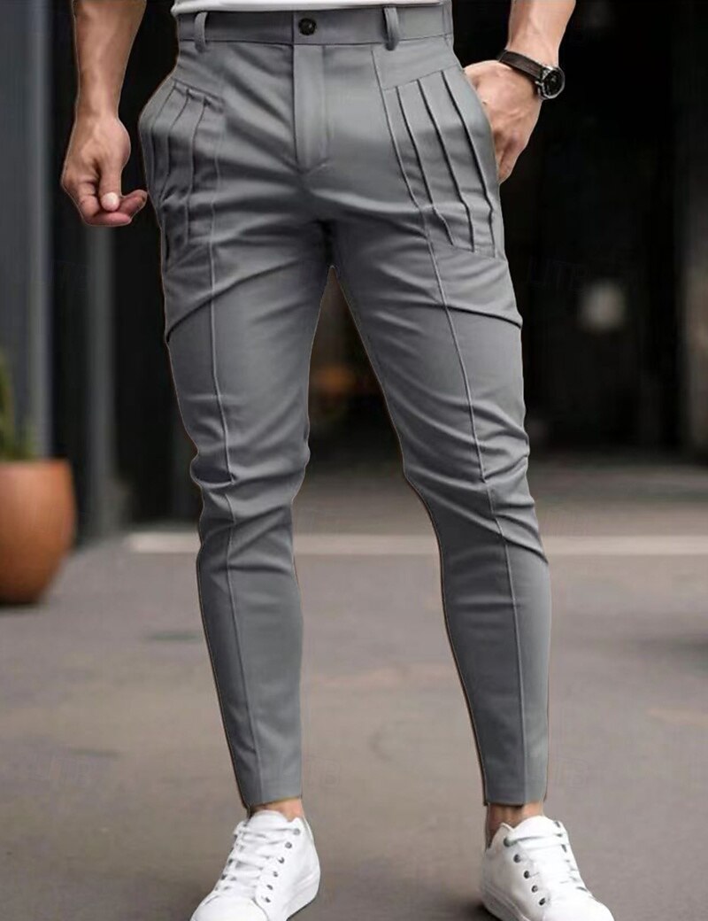 Ανδρικά Παντελόνια κινέζικα Παντελόνι Chino Casual παντελόνι Τσέπη Ελαστική μέση Πιέτες Σκέτο Άνεση Moale Πλήρες μήκος ΕΞΩΤΕΡΙΚΟΥ ΧΩΡΟΥ Καθημερινά Εξόδου Μοντέρνα Κομψό στυλ street Μαύρο Θαλασσί 2026 - $29.99 –P3