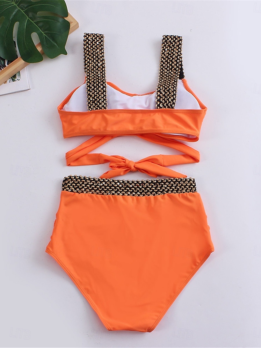 Női Fürdőruha Bikini 2 darab Bugyik Fürdőruha Nyitott hátú Kollázs Vékony Szabadság Strandruházat Tömör szín V-alakú Ujjatlan Fürdőruhák 2025 - $29.99 –P13